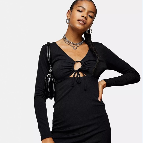 Topshop Ribbed Keyhole Dress - Picture 2 of 8